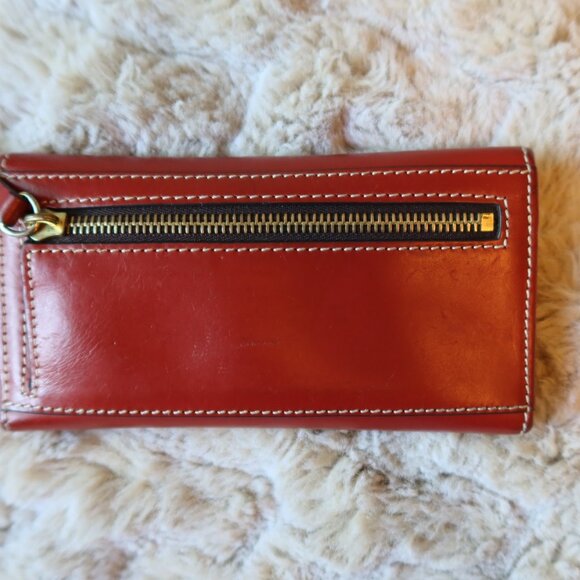 Dooney & Bourke Red Smooth Leather Trifold Clutch - Picture 2 of 4